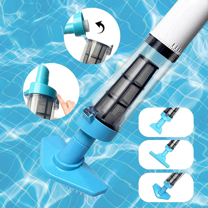 3-in-1 Cordless Handheld Pool Vacuum Cleaner - Quick-Swap Heads, Up to 60-70 min Runtime, High-Flow Suction for Leaves & Fine Debris