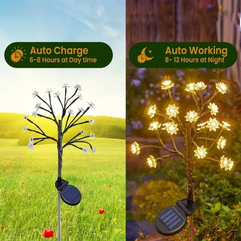 Outdoor  Cherry Blossom Multicolor Solar Garden Lights