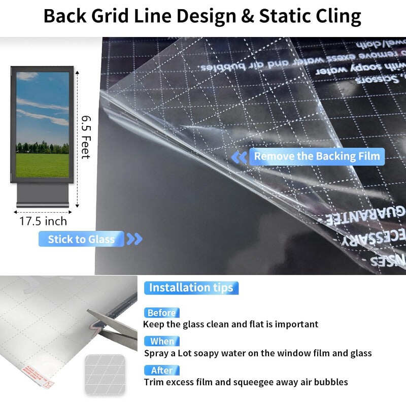 One-Way Privacy Window Film – Static Cling Mirror Tint with Full DIY Kit